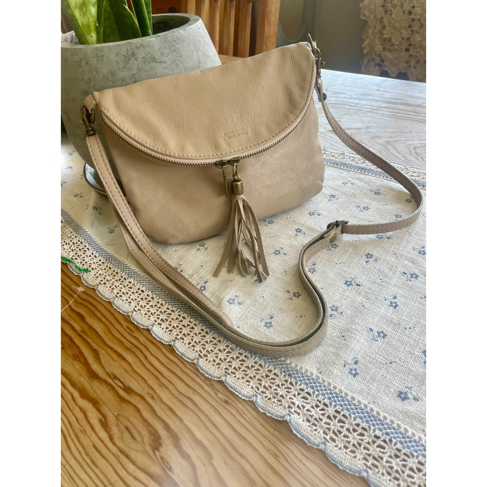 Borse‎ in Pelle Pebbled Beige Leather Crossbody Hobo Bag   Italian Artisan Purse